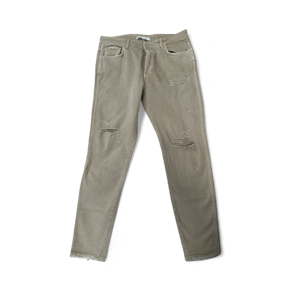 Zara Beige Button-Front Trousers